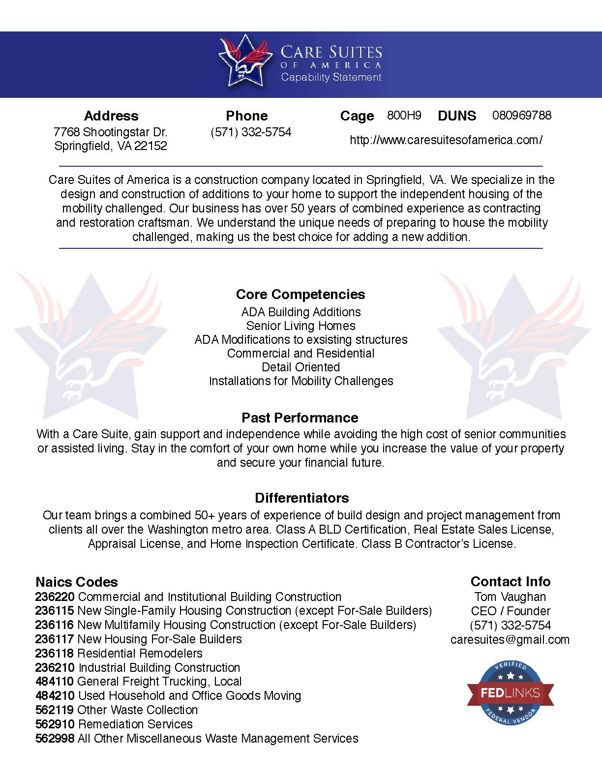 Care suites of america