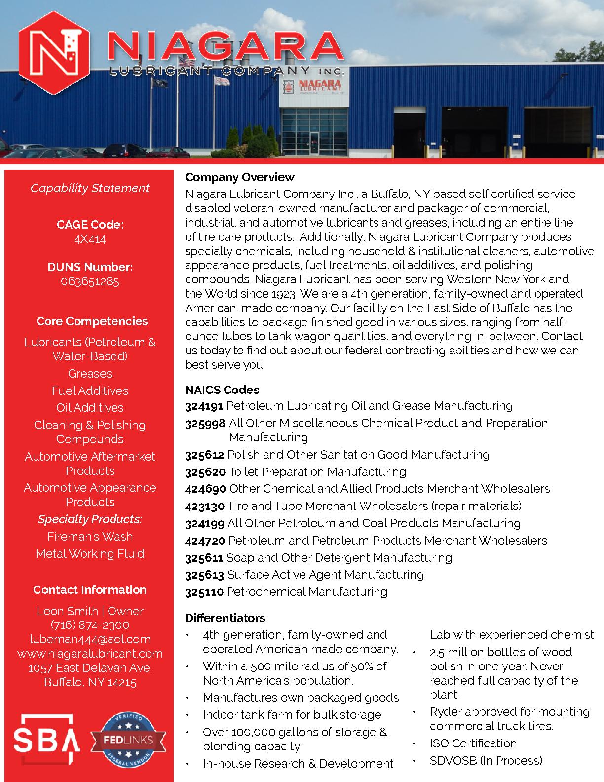Niagaralubricantcompany capabilitystatement