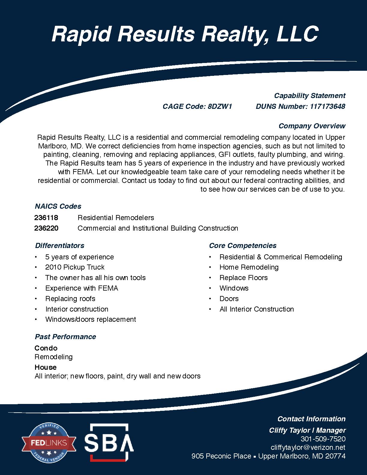 Rapidresultsrealtyllc capabilitystatement