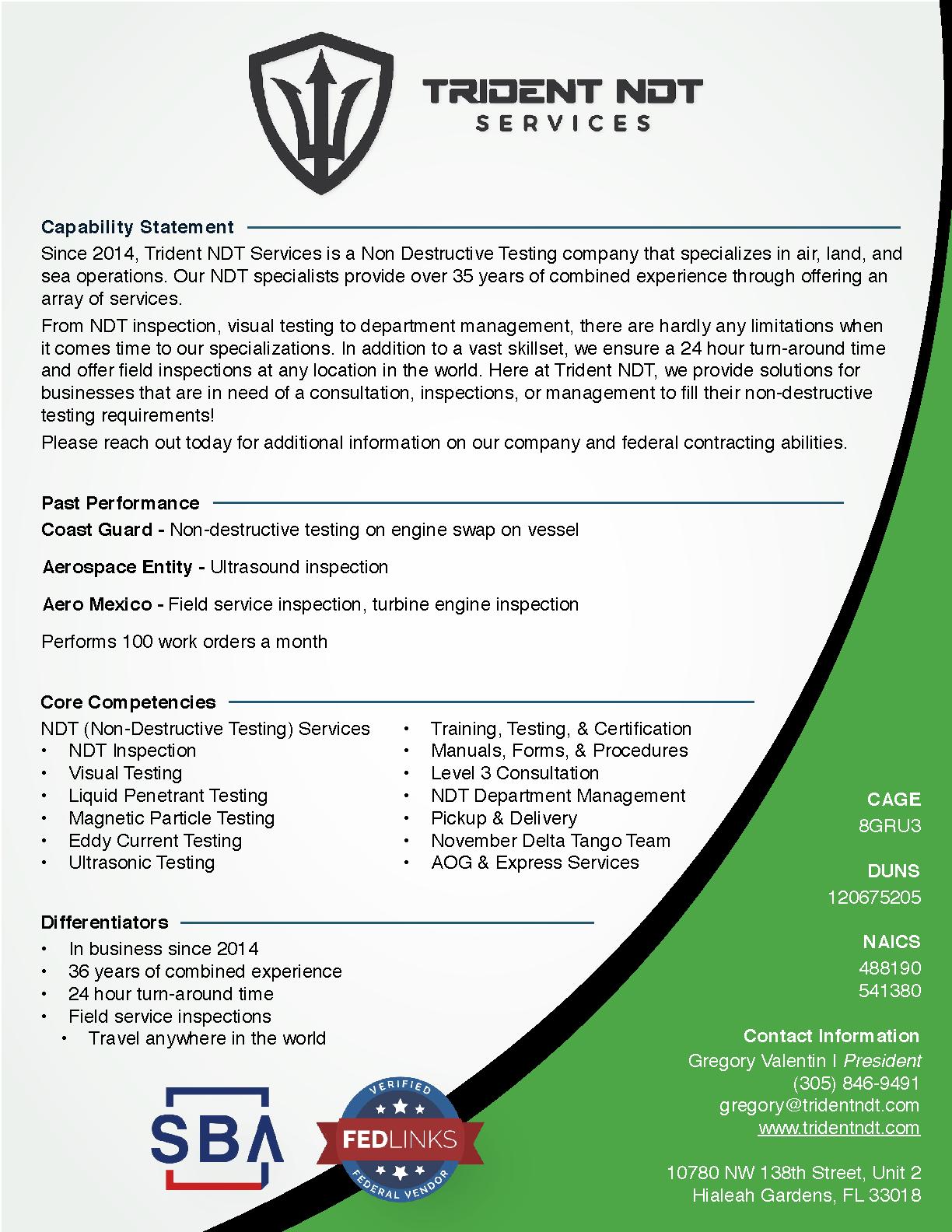 Trident ndt services capability statement