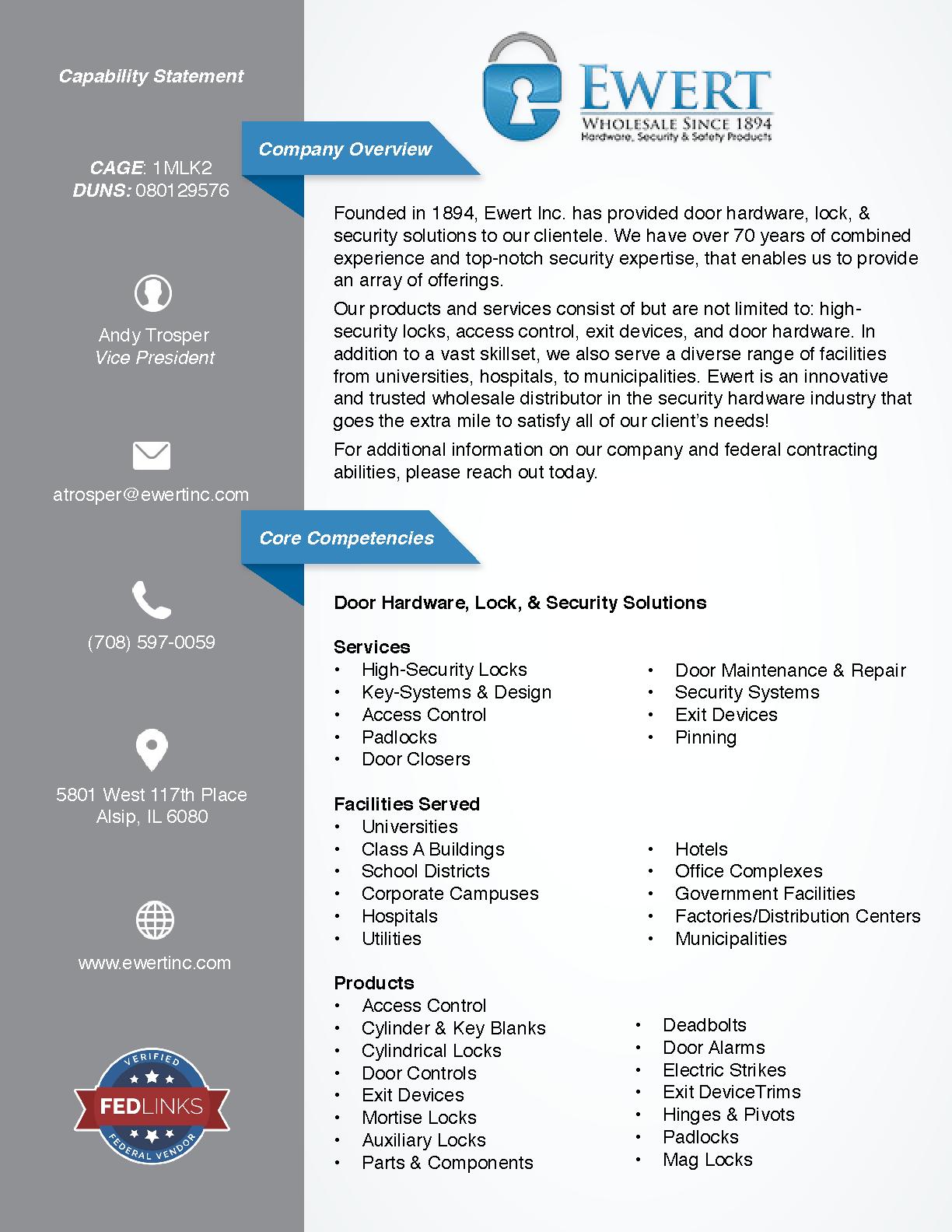 Ewert inc. capability statement