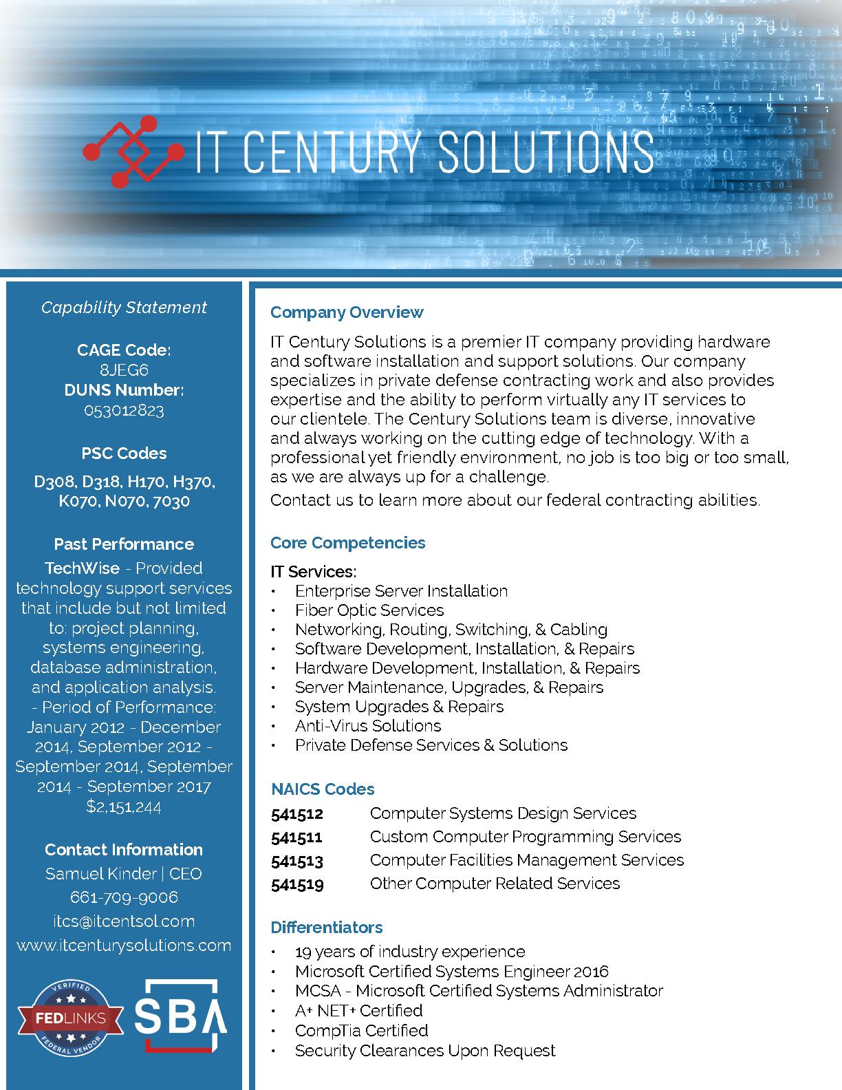 Itcenturysolutions capabilitystatement