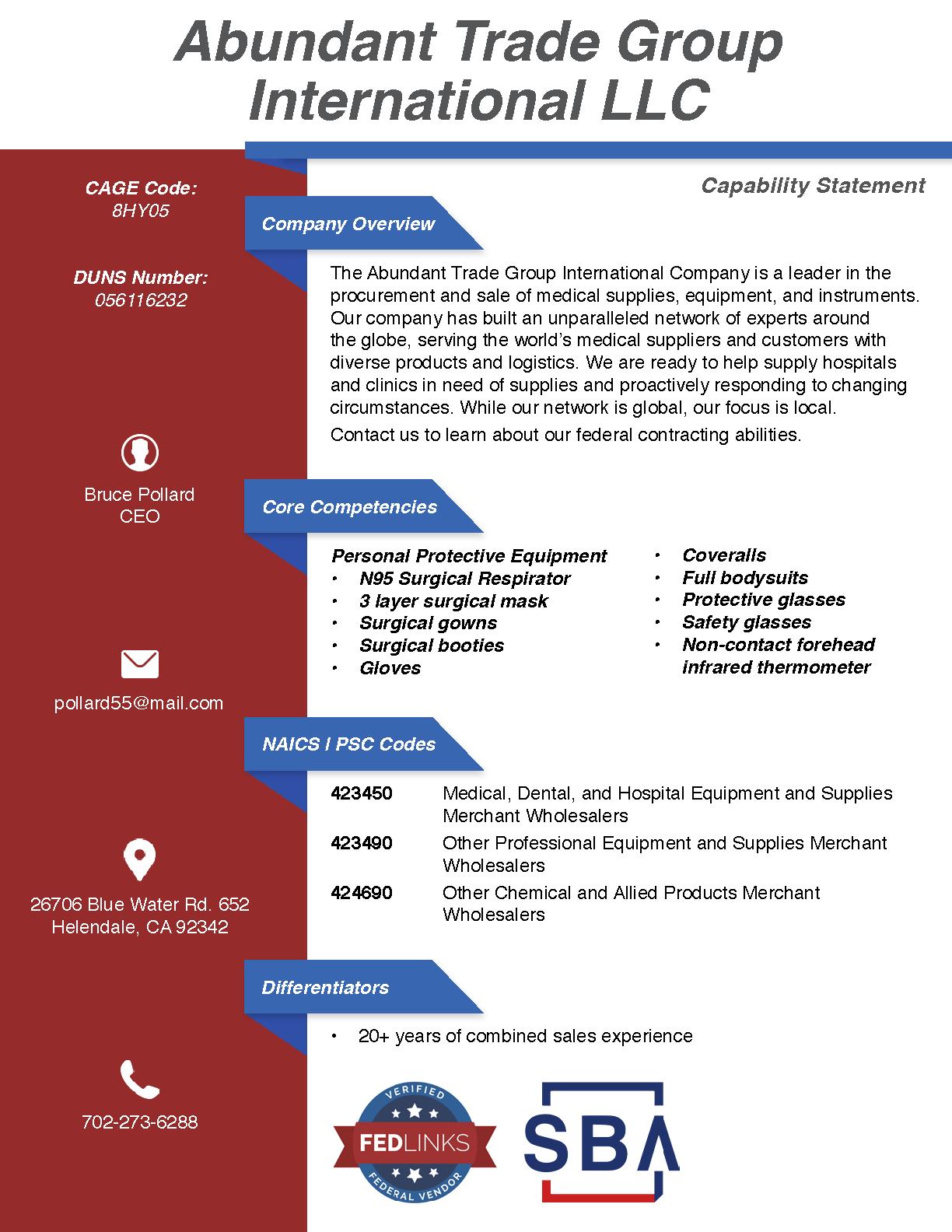 Abundanttradegroupinternationalllc capabilitystatement