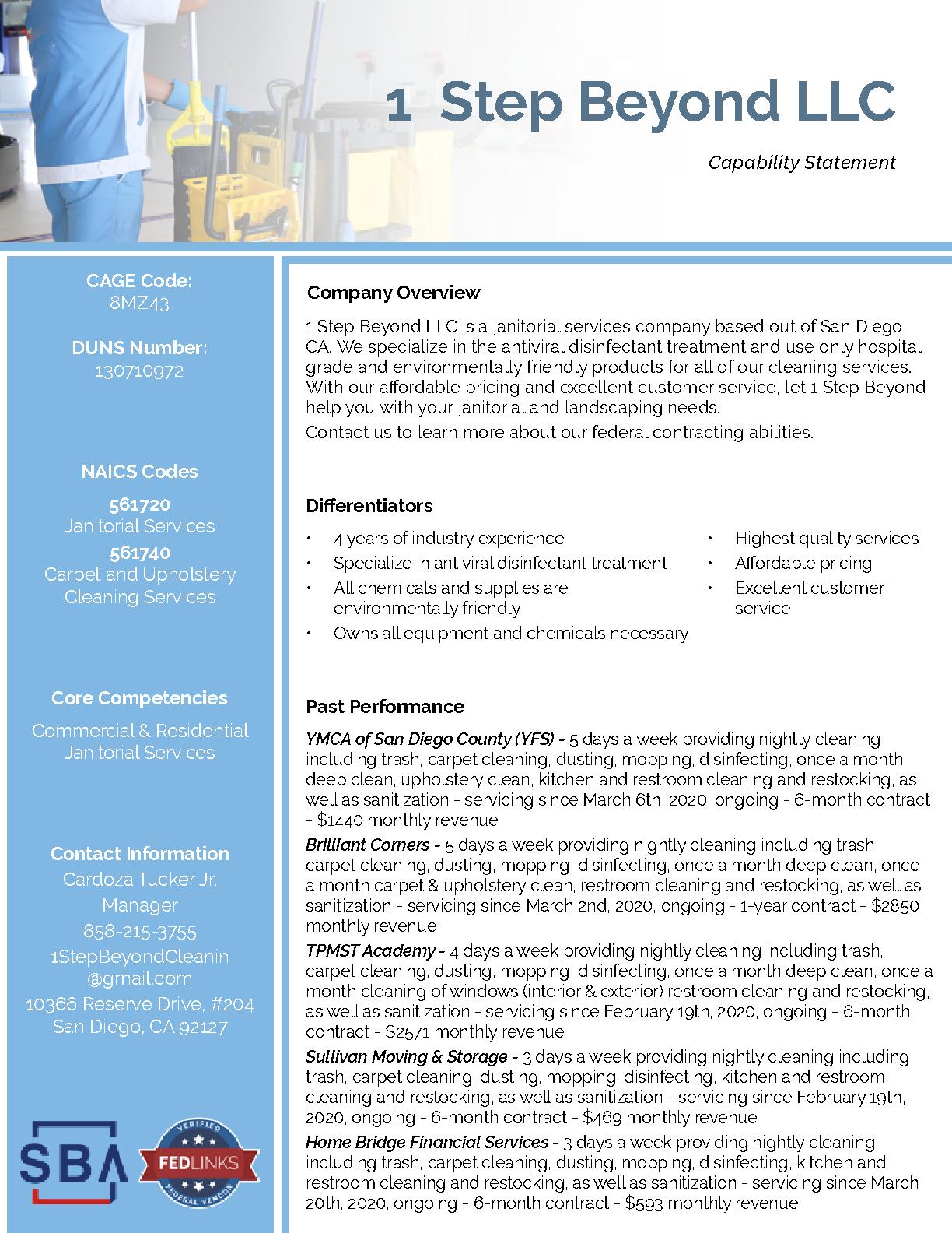 1stepbeyondllc capabilitystatement