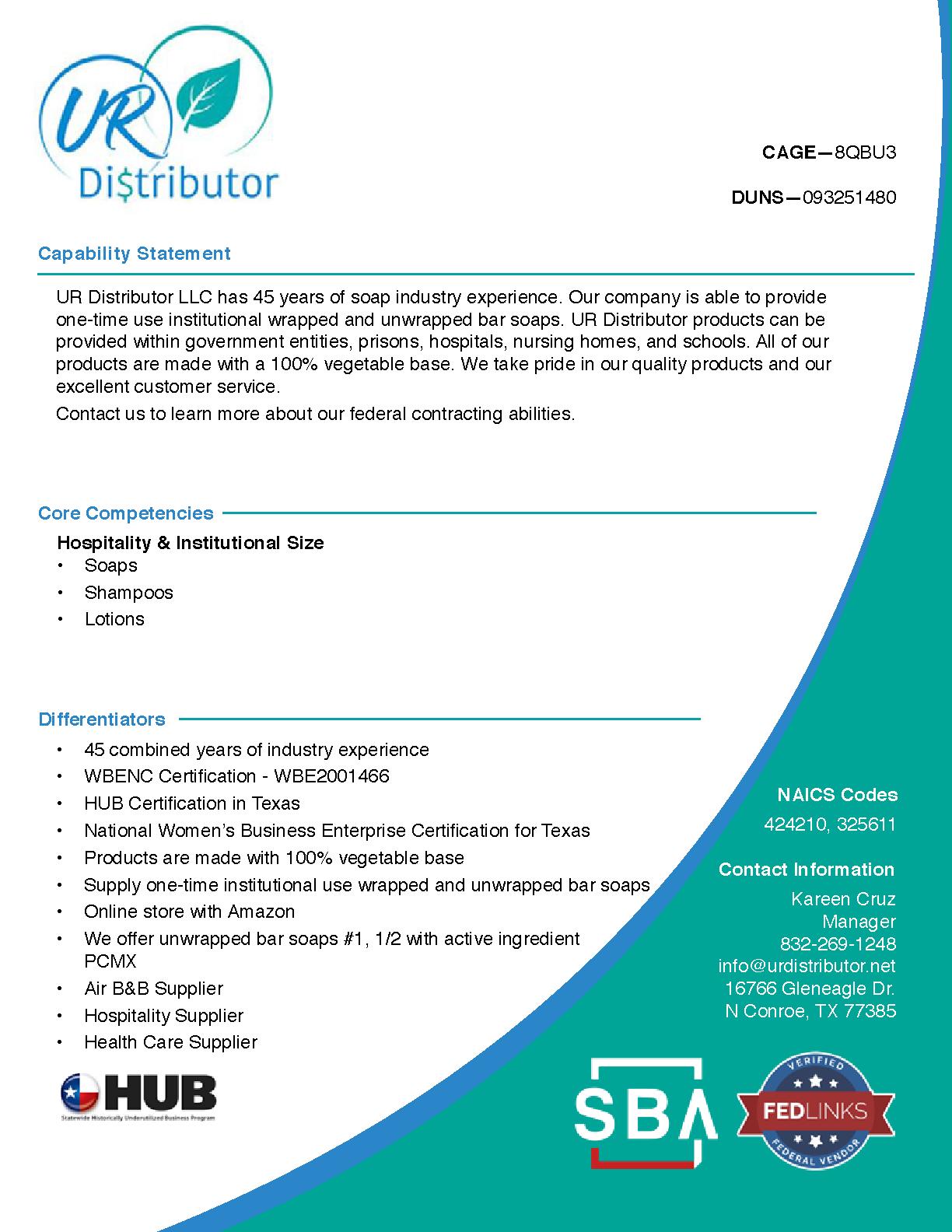 Urdistributor capabilitystatement