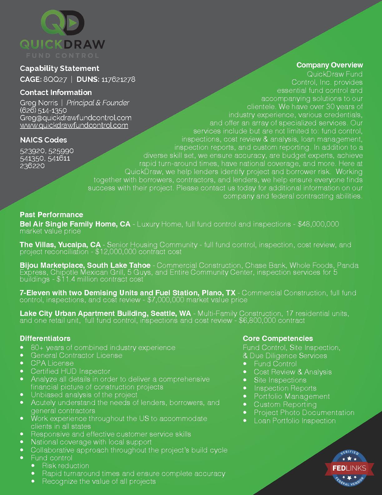 Quickdraw fund control inc. capability statement