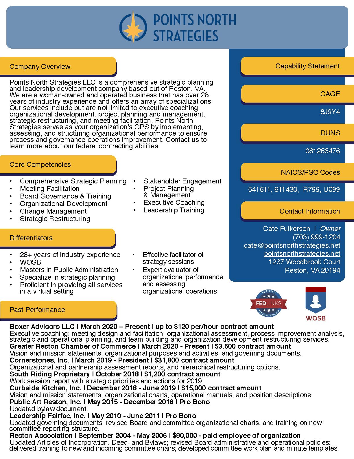 Points north strategies llc capability statement