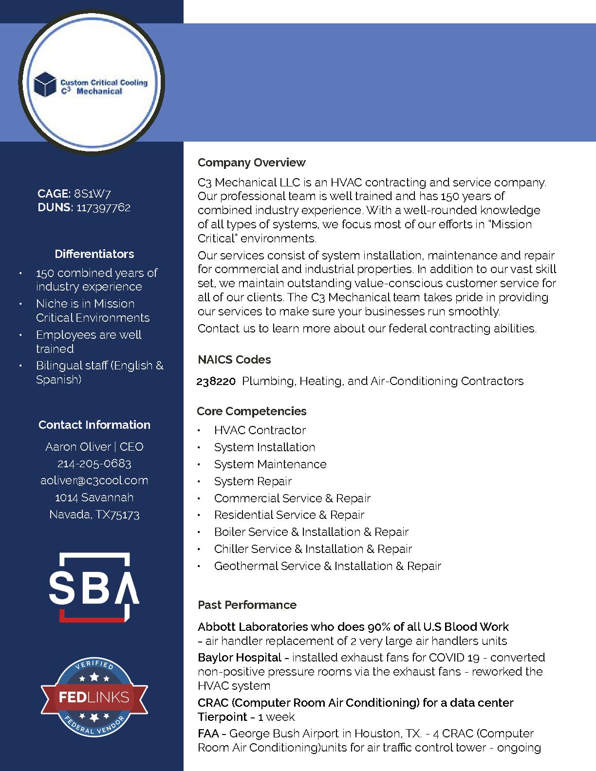 Customcriticalcooling capabilitystatement