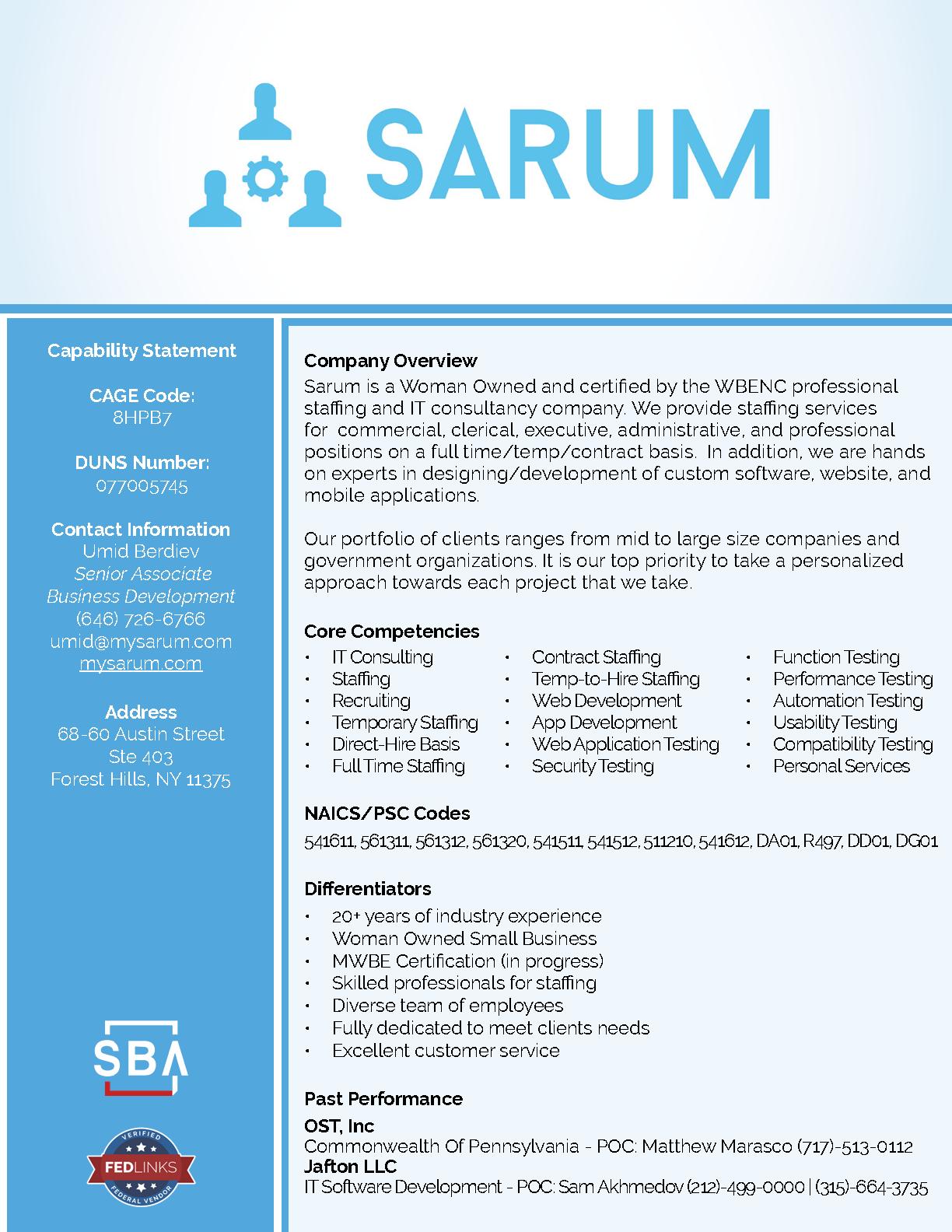 Sarum llc capability statement