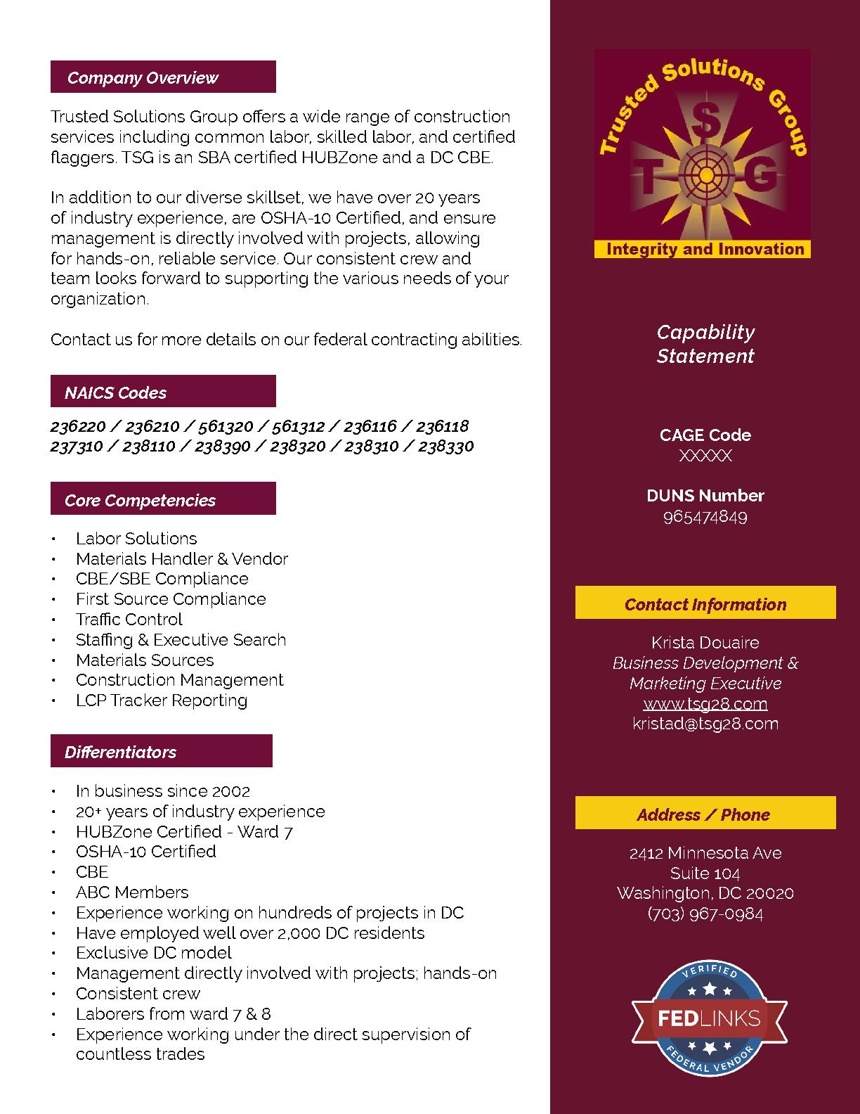 Trusted solutions group  inc. capability statement