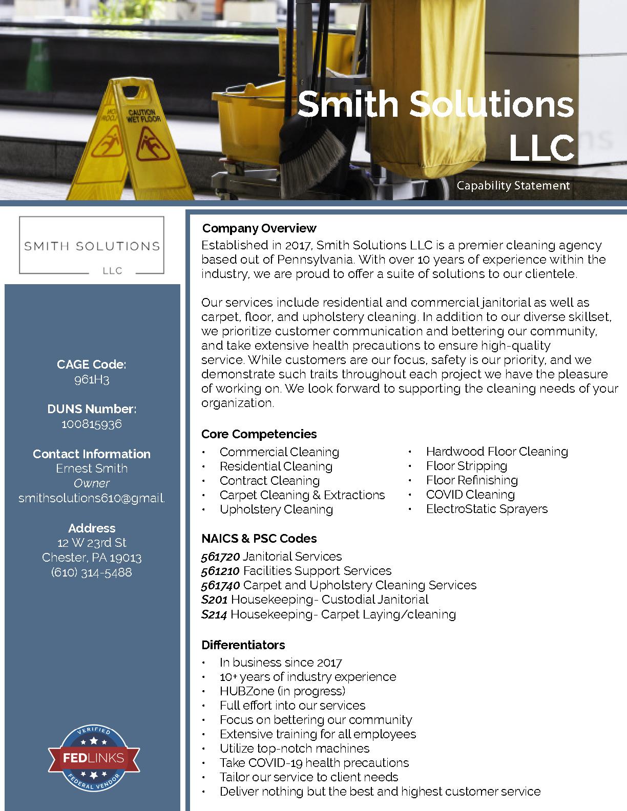Smith solutions llc capability statement