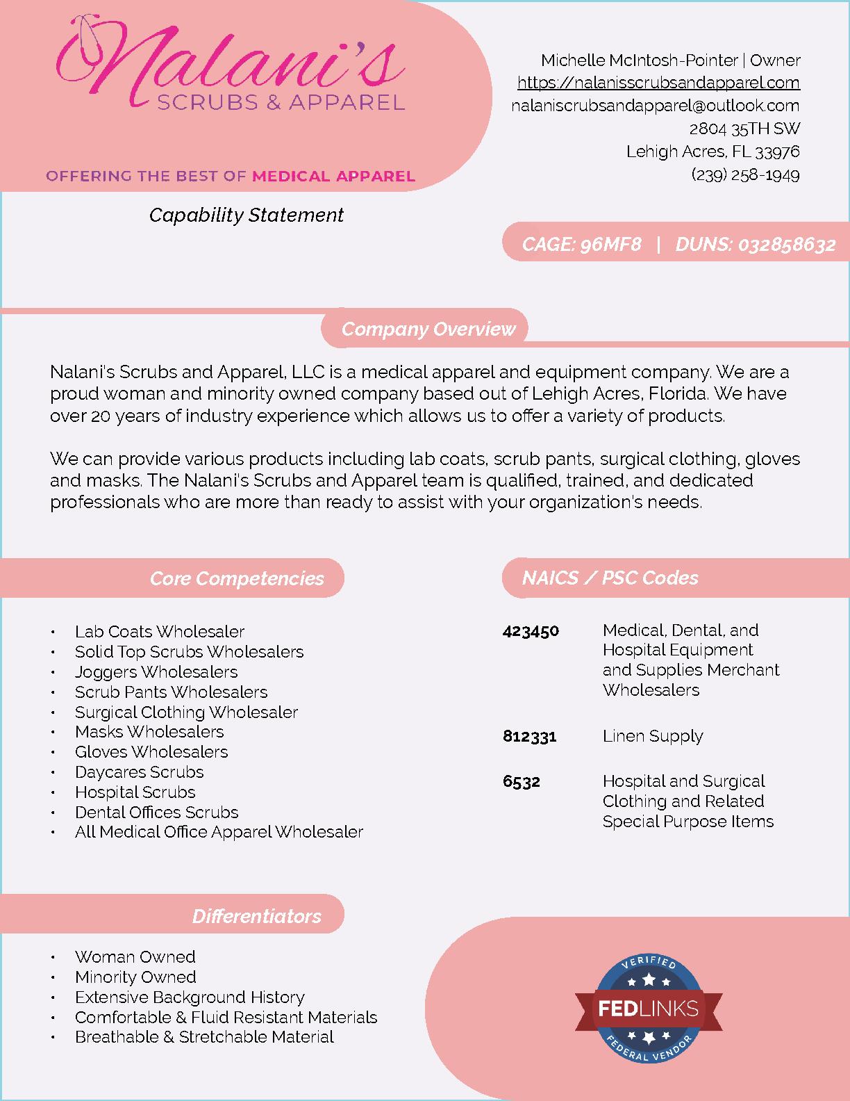 Nalanis scrubs and apparel  llc