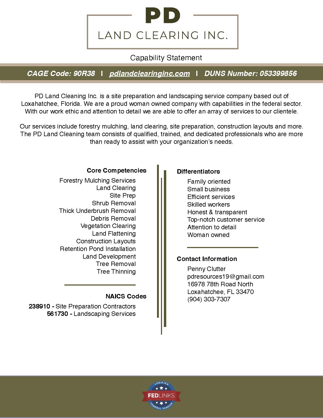 Pd land clearing inc.