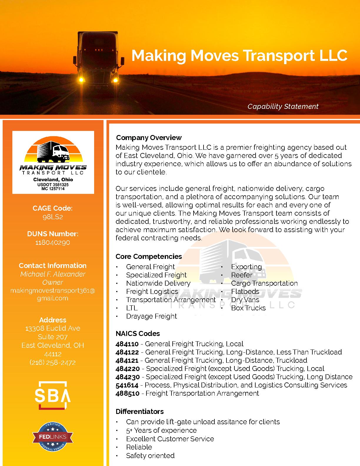 Making moves transport llc