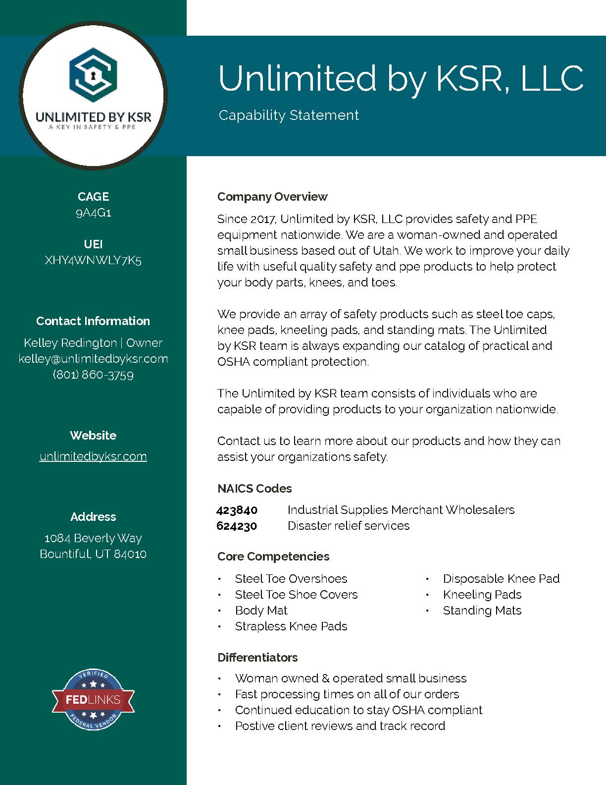 Unlimited by ksr capability statement