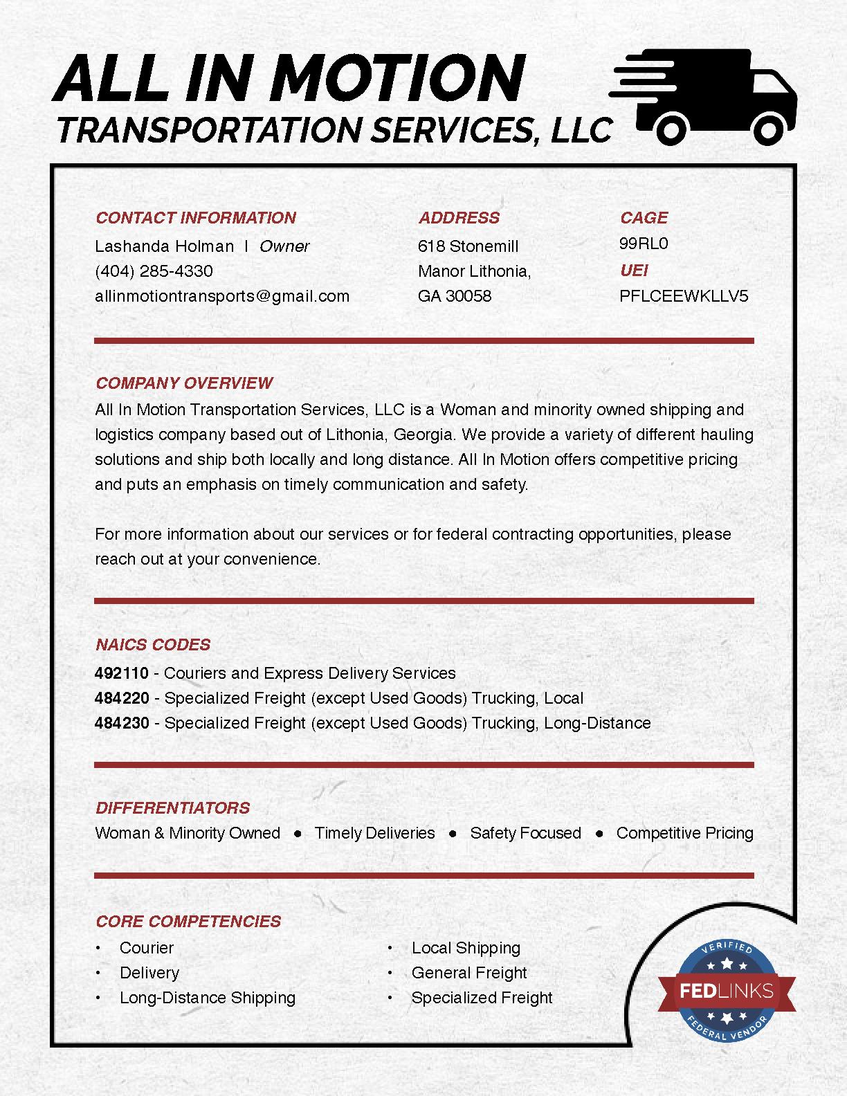 All in motion transportation services llc