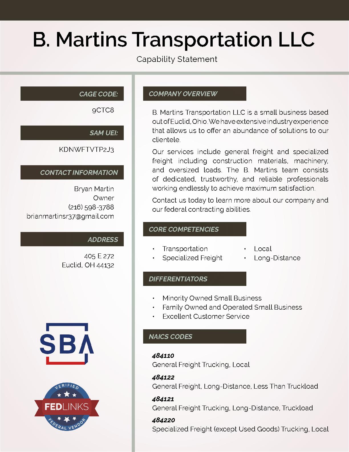 B. martins transportation llc 2