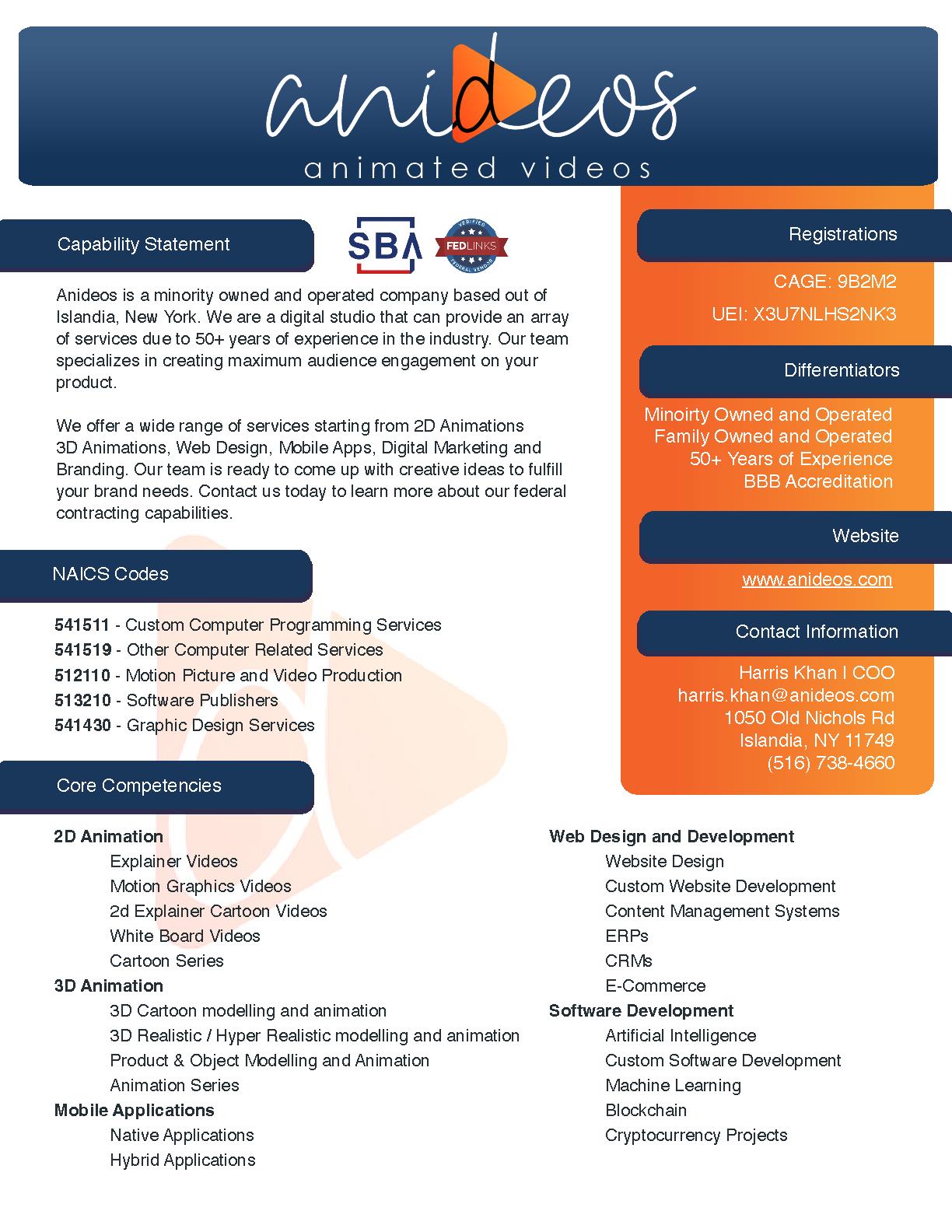 Anideos capability statement