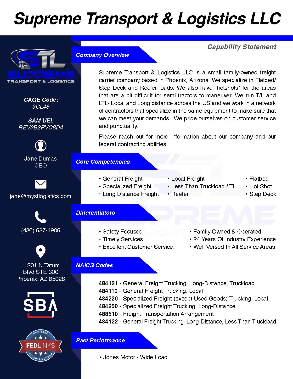 Supreme transport logistics llc