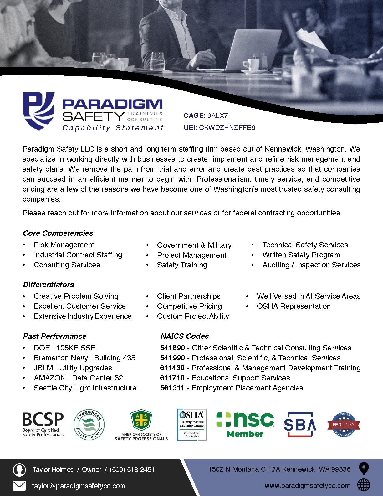 Paradigm safety llc 2