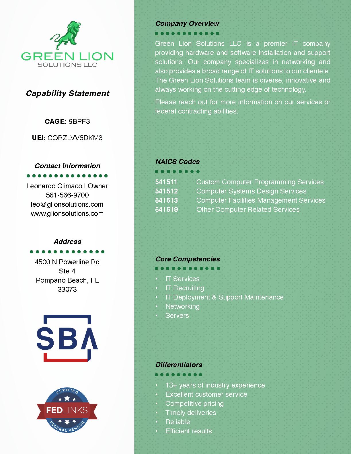Green lion solutions llc