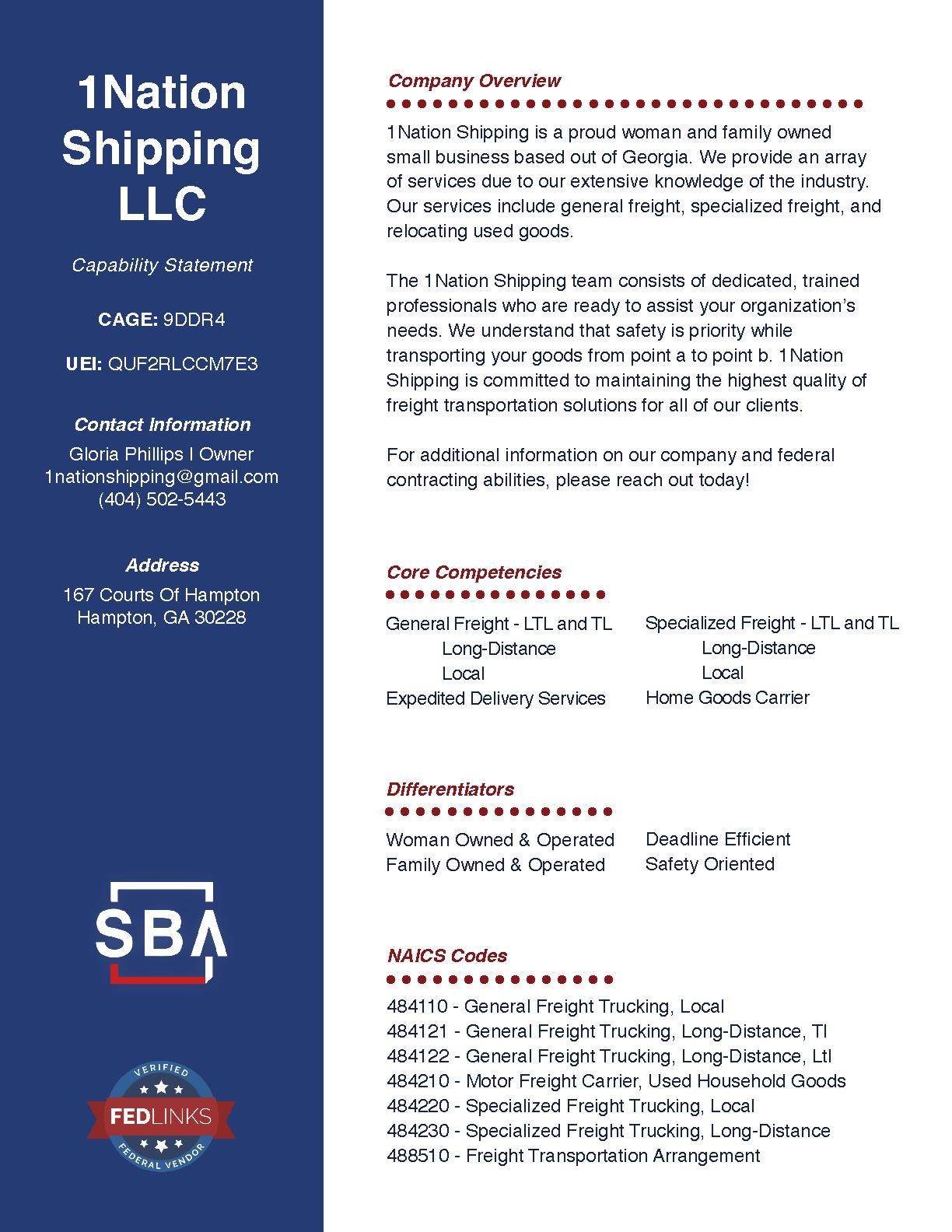 1nation shipping llc