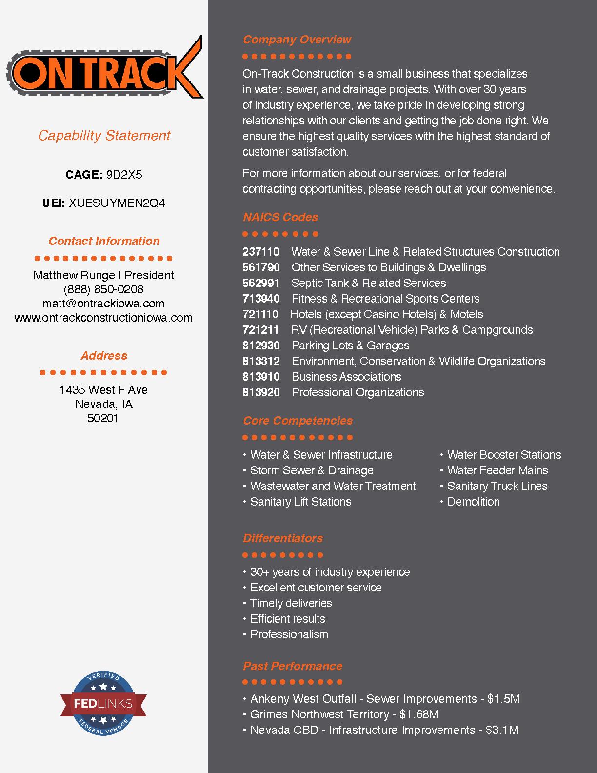 On track construction  llc