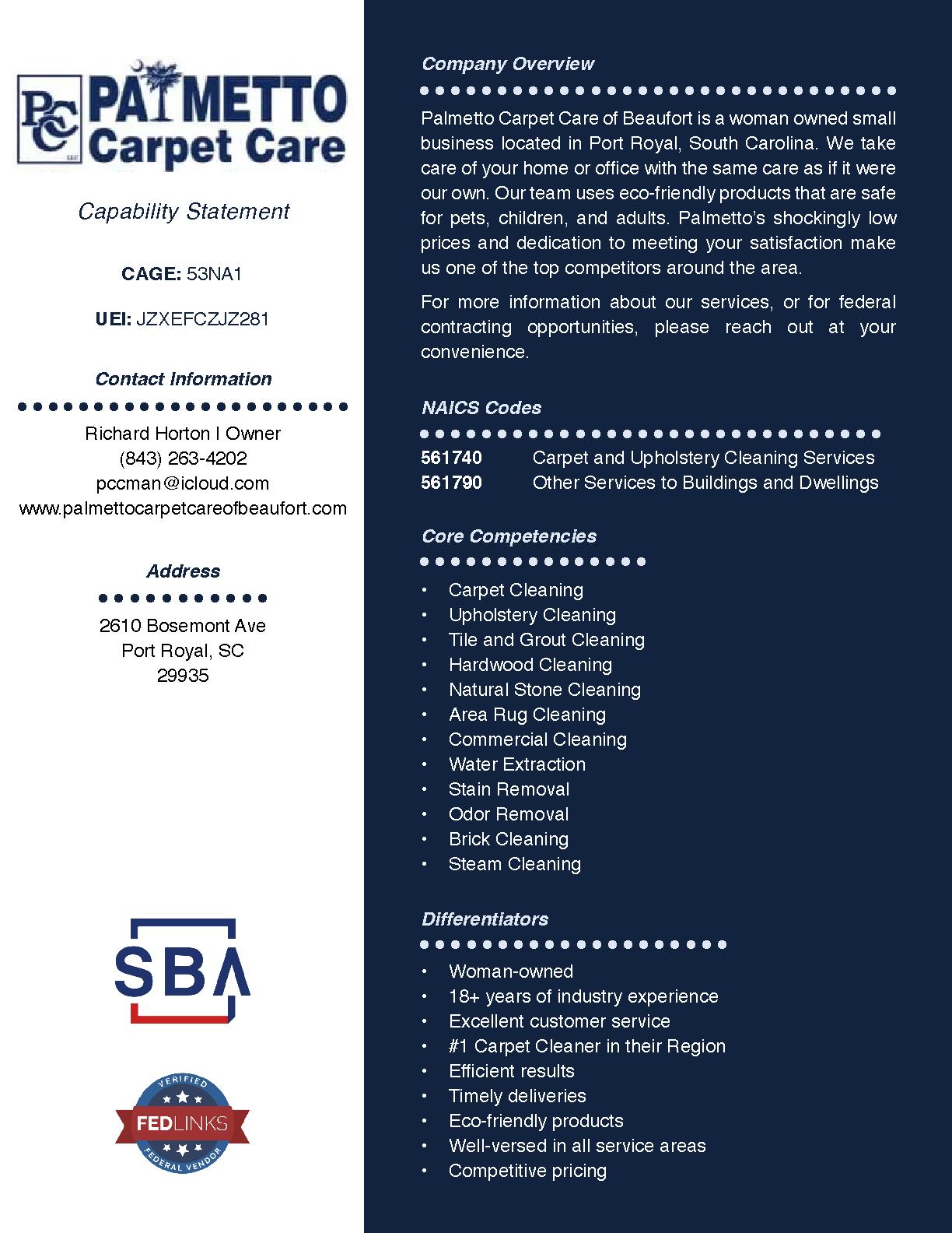 Palmetto carpet care of beaufort