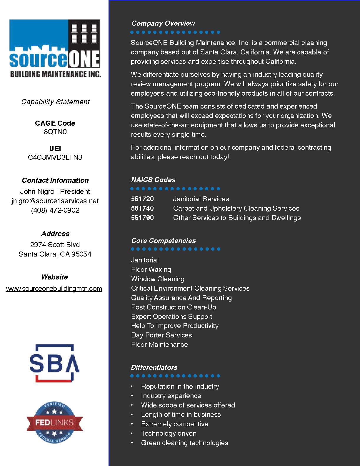 Sourceone building maintenance  inc.