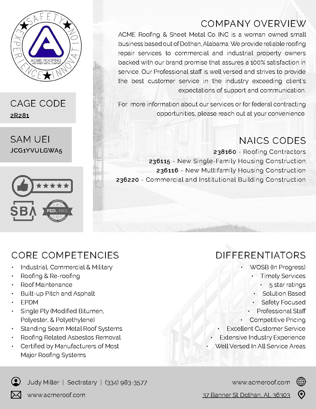 Acme roofing   sheet metal co inc