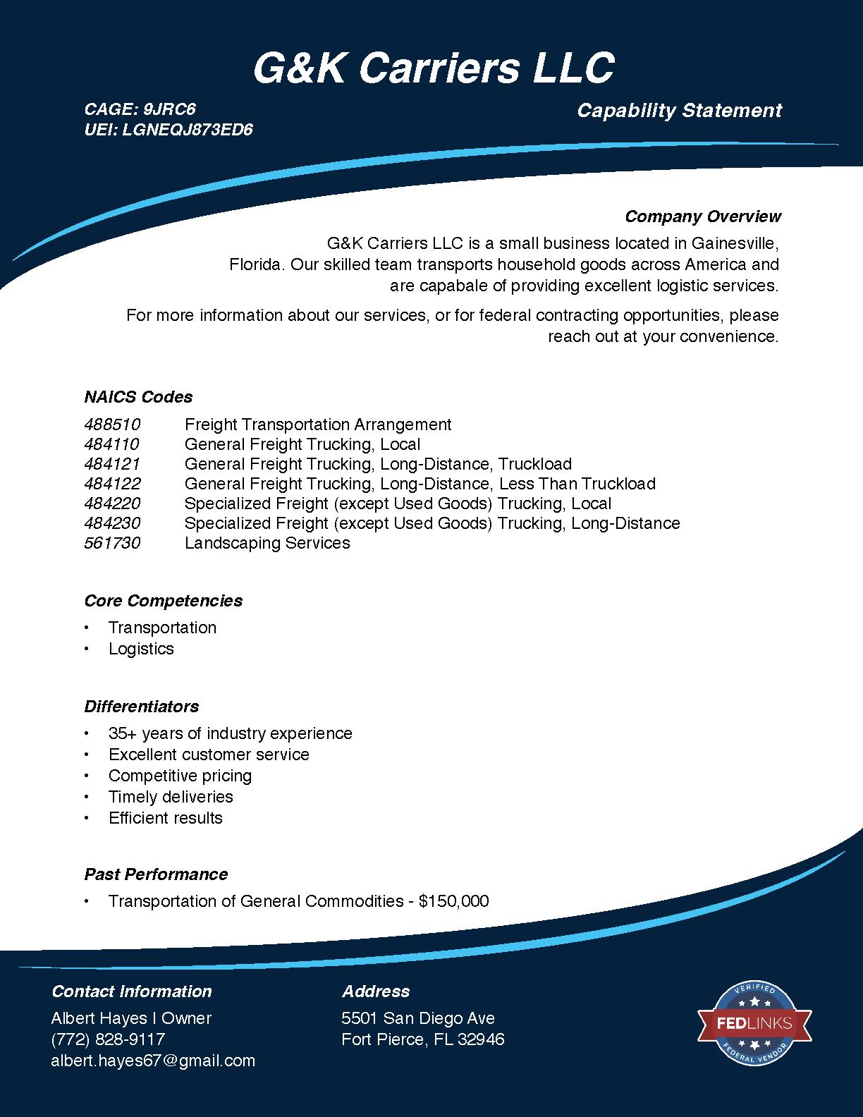 G k carriers llc