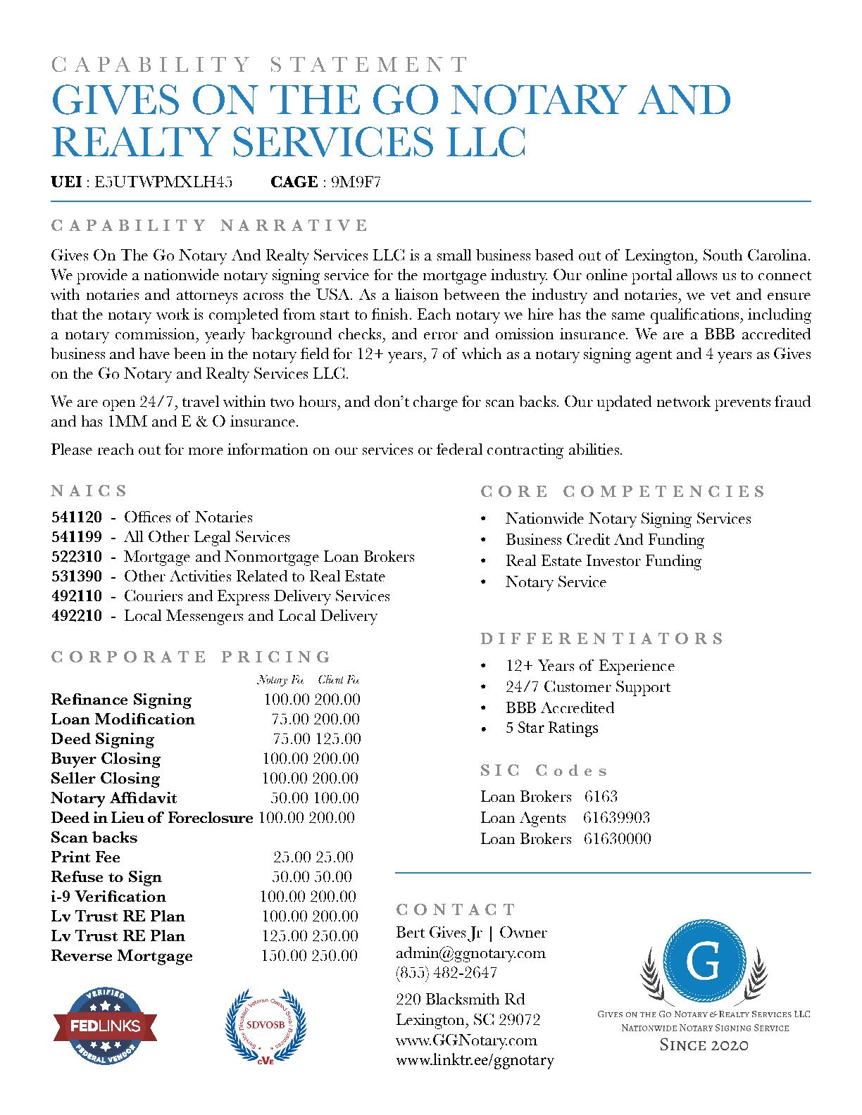 Gives on the go notary and realty services llc