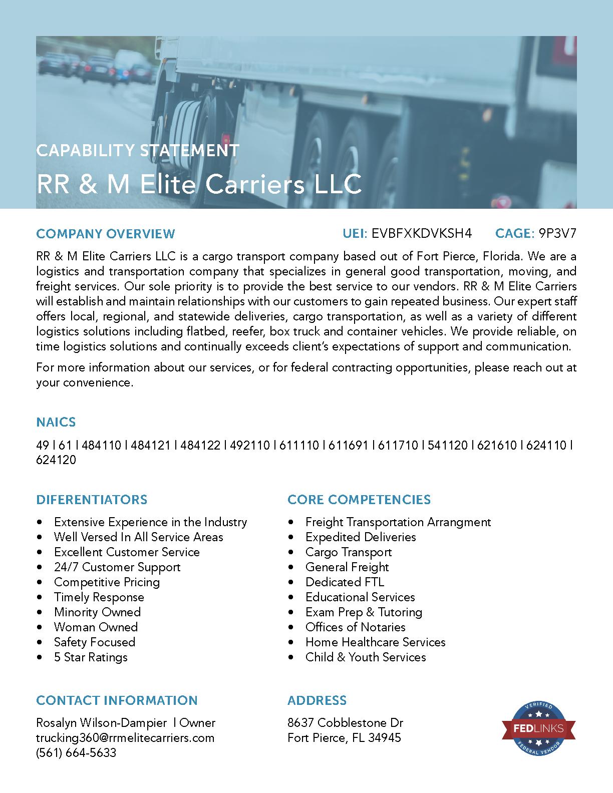 Rr   m elite carriers llc