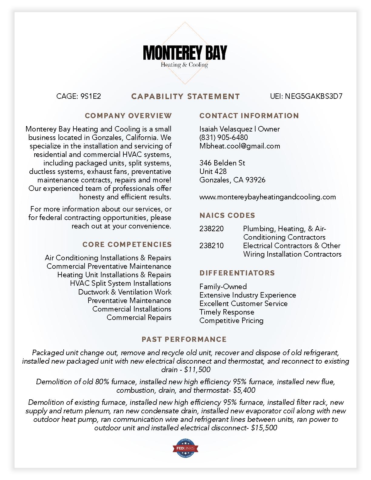 Monterey bay heating and cooling