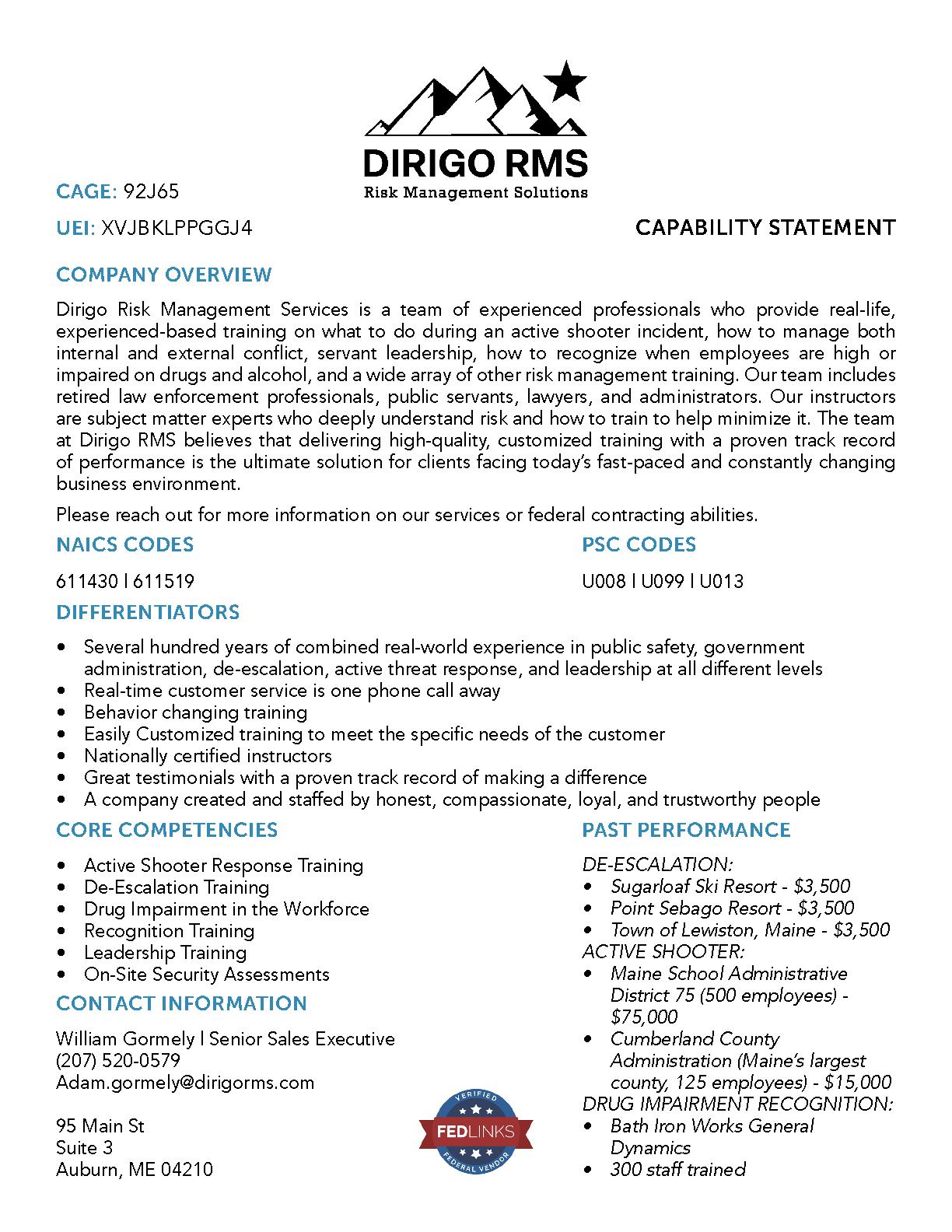 Dirigo risk management services