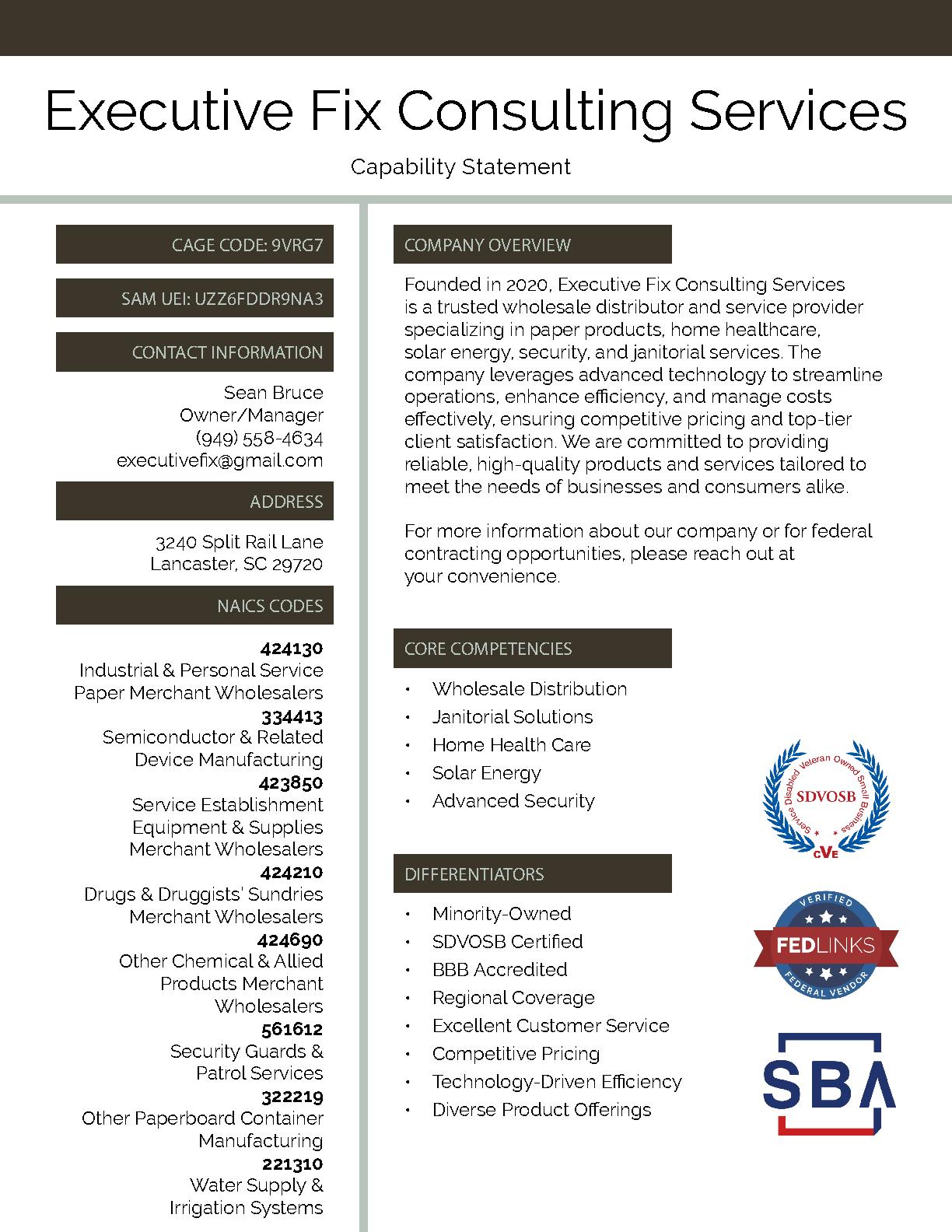 Executive fix consulting services