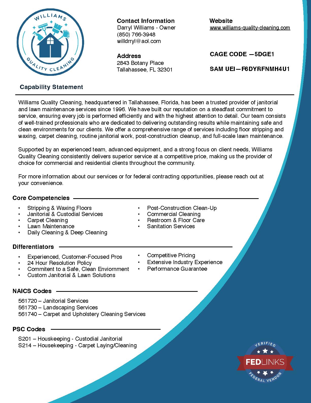 Williams quality cleaning llc