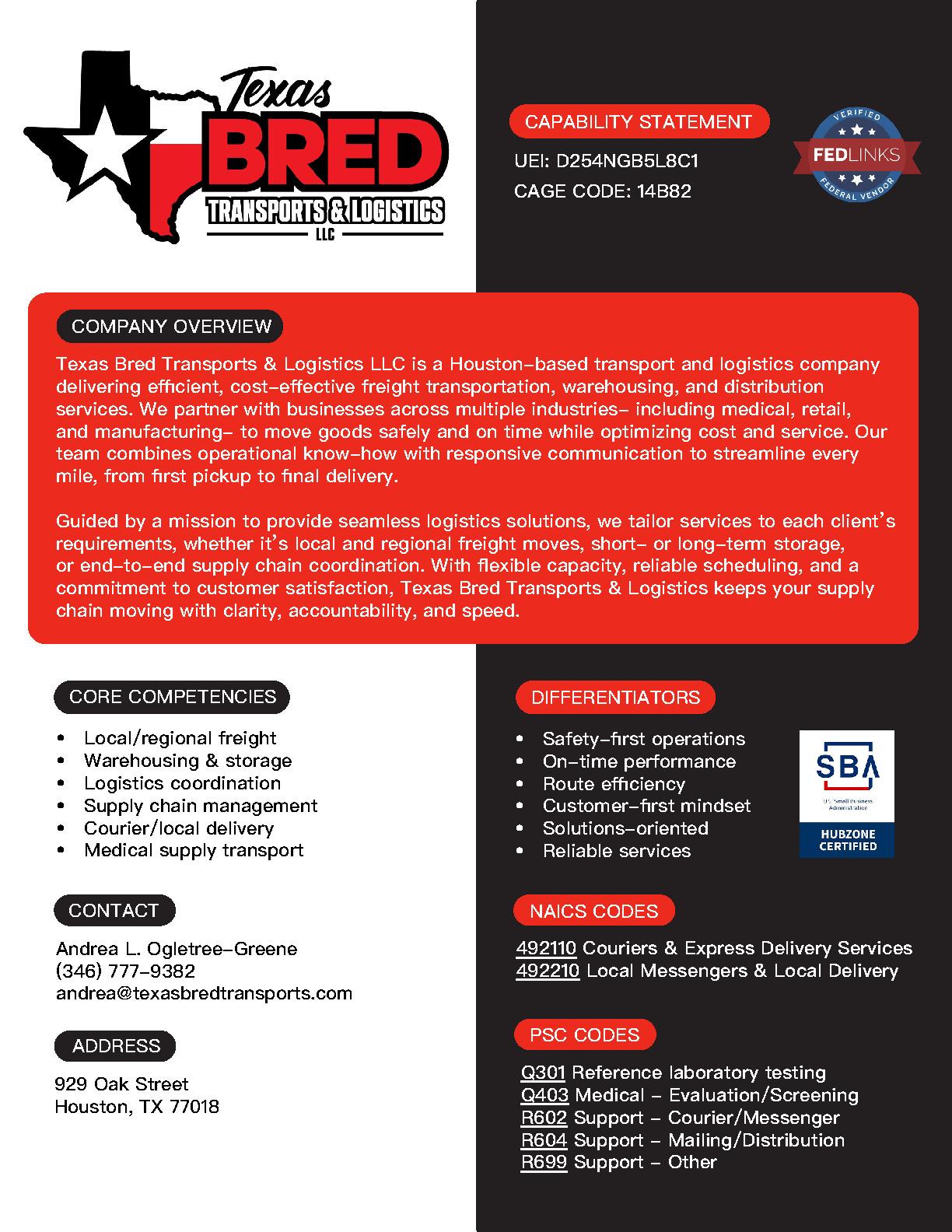 Texas bred transports   logistics llc updated