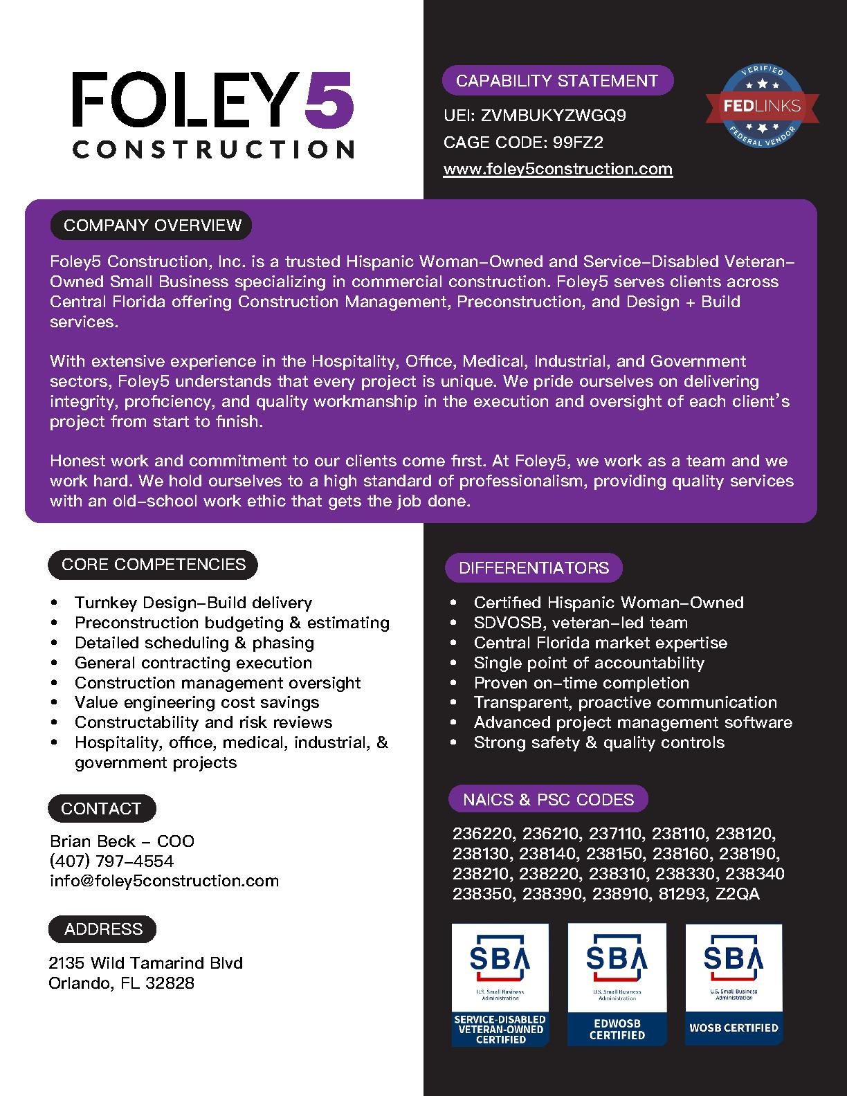 Foley5 construction inc revised