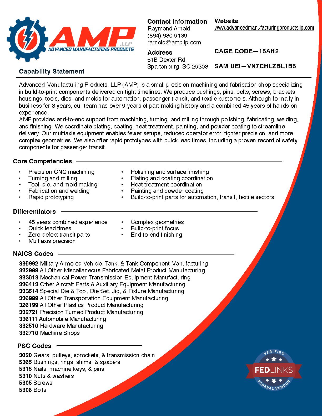 Advanced manufacturing products  llp