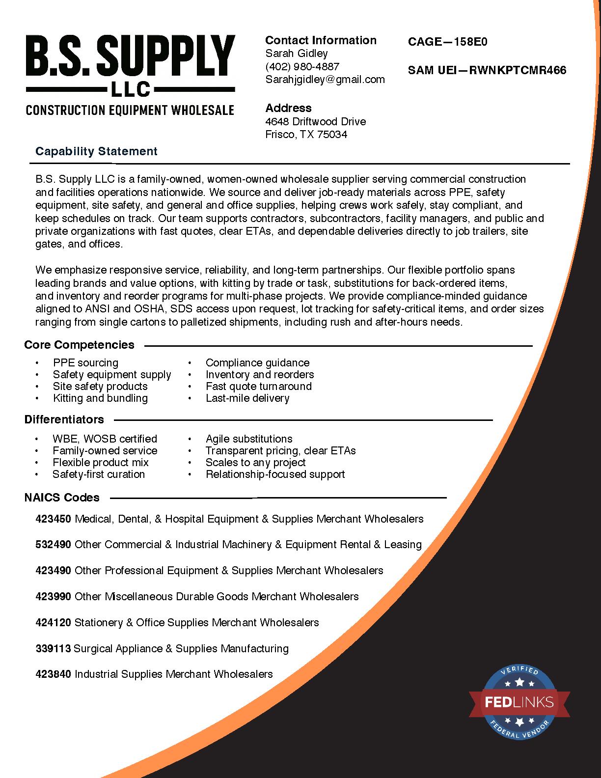 B.s. supply llc revised