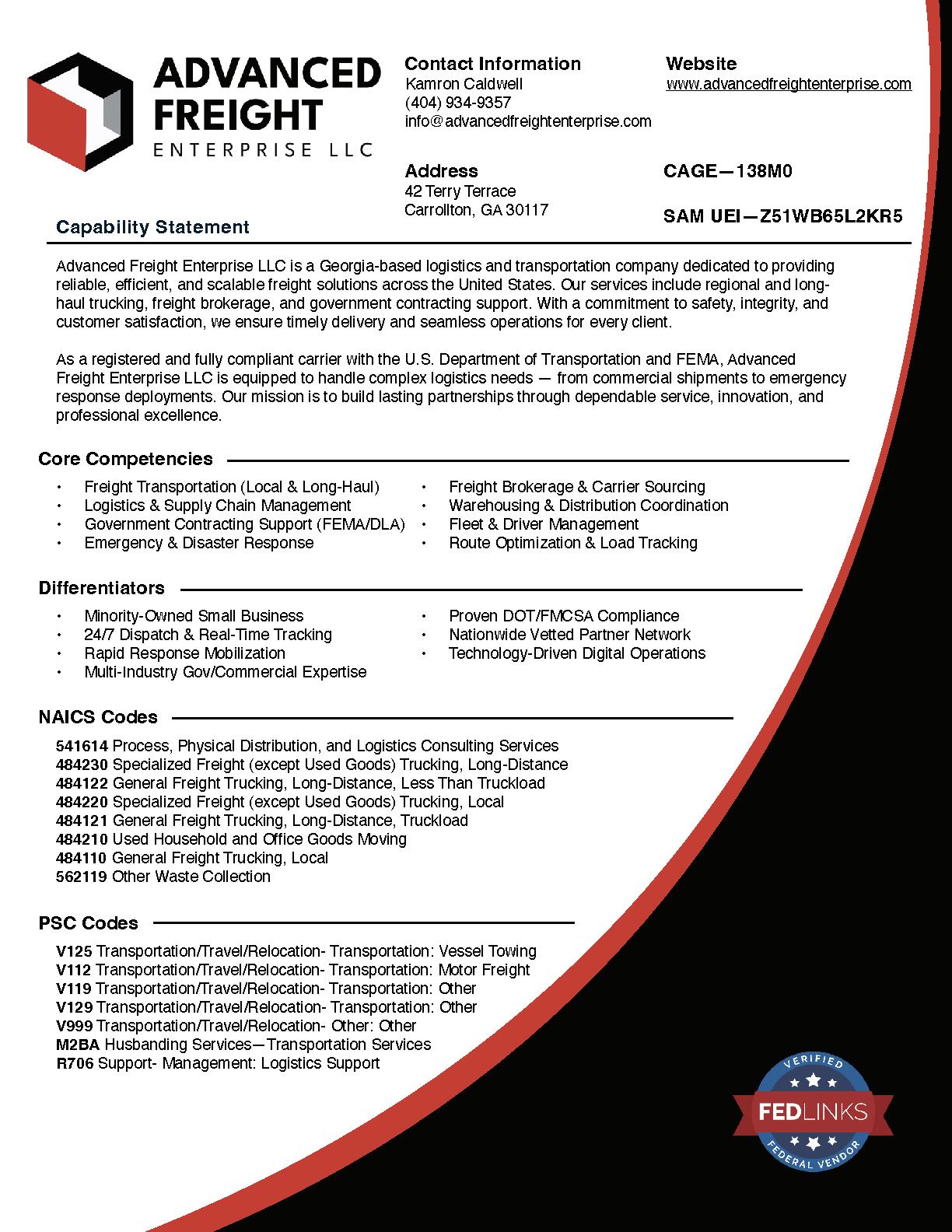 Advanced freight enterprise llc