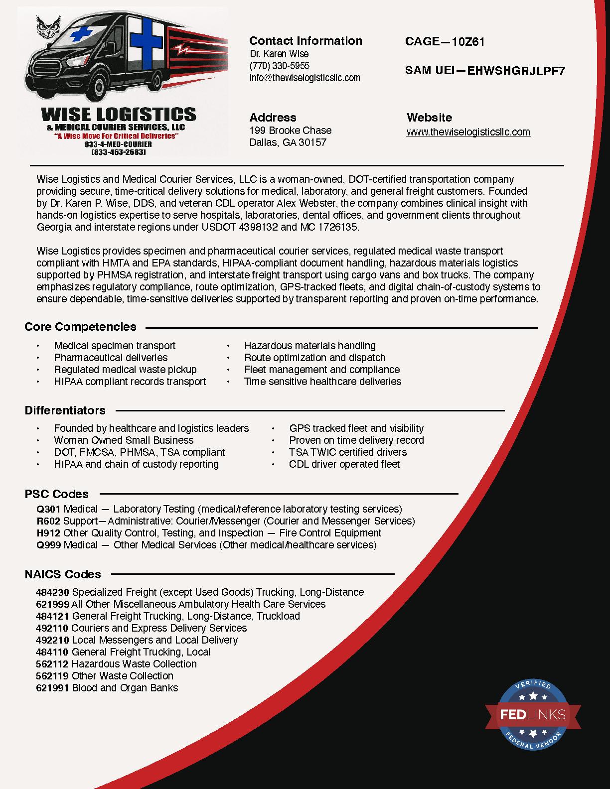 Wise logistics   medical courier services  llc