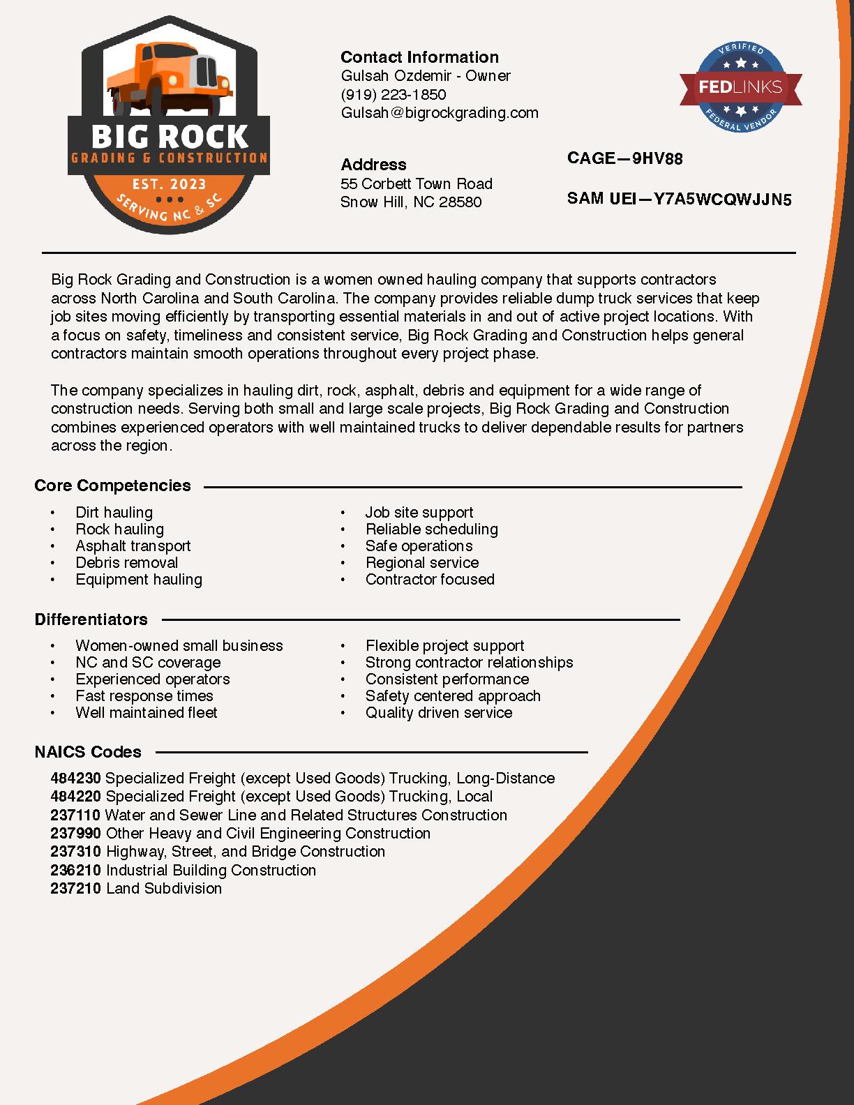 Big rock grading and construction llc