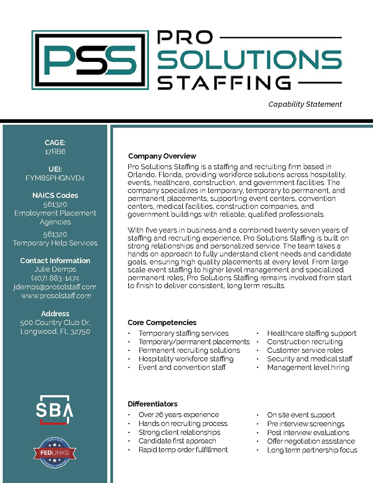 Pro solutions staffing llc